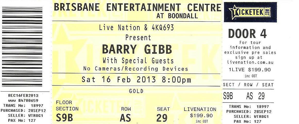 ticky barry gibb 16 feb 2013