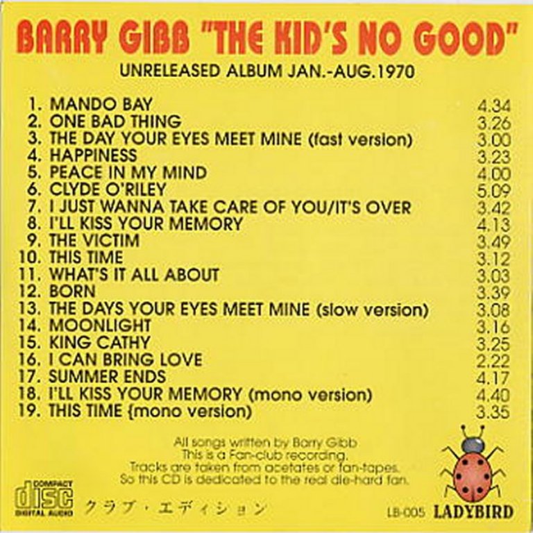 barry gibb - the kids no good - back